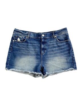 LOFT | Medium-Wash Denim Cotton/Spandex Raw-Hem Cut-Off Jean Shorts Sz 14/32